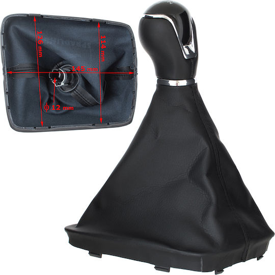 Seat Leon III 12-17 Schwarzer Eco-Leder Schaltknopf + Gaiter Rahmen 6 Gänge