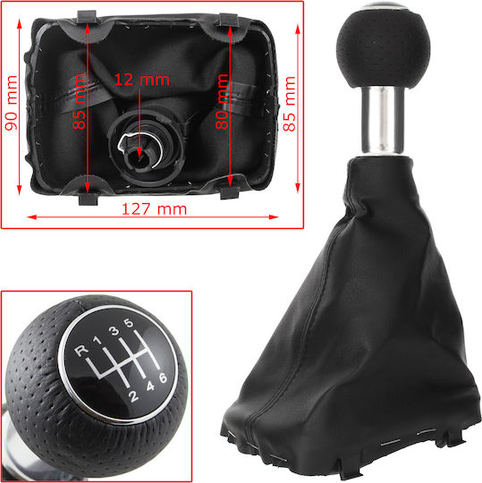 Audi A3 I 8l 96-03 Black 6 Speed Gear Shift Knob + Black Gaiters
