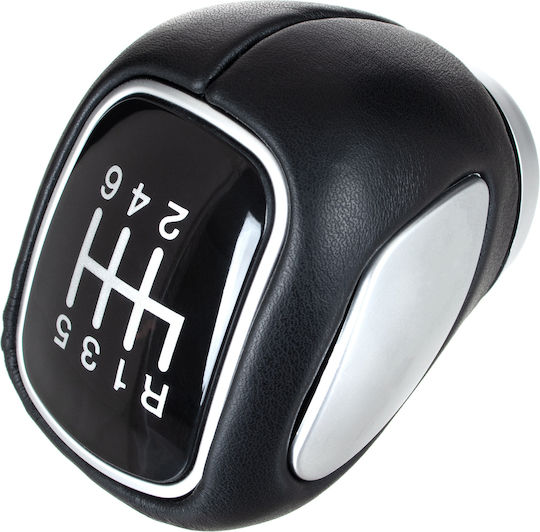 Chevrolet Aveo 2003 Black Eco-leather Gear Shift Knob + Silver 6-speed