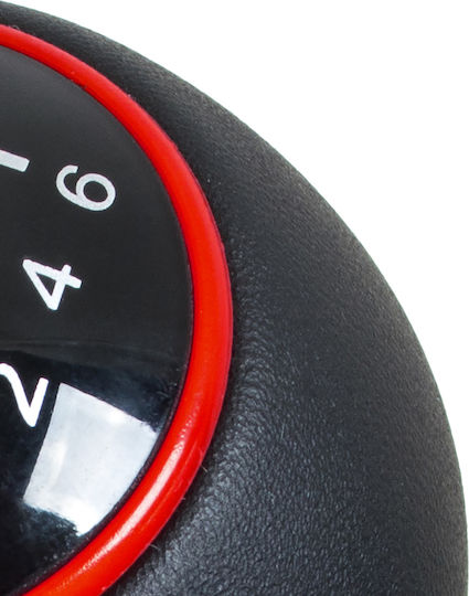Audi Seat Skoda Vw Gear Shift Knob Black + Red Ring + Chrome 6 Speed