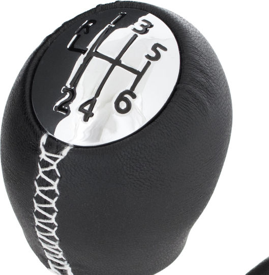 Renault Trafic Iii 14-19 Black Chrome Gear Shift Knob + Black Gaiters Chrome Frame 6 Speeds
