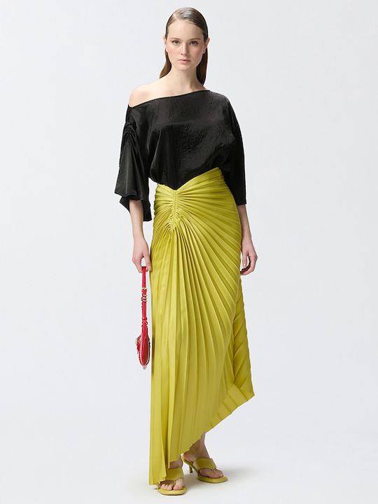 Ghiandaia Pleated Midi Skirt Green