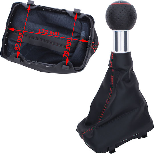 Audi A3 I 8l 96-03 Black Gear Shift Knob + Black Gaiters Red Thread Red Ring 5 Speed Reverse On Top