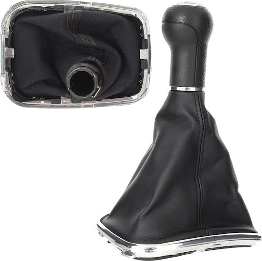 Vw Golf Iv 97-03 Silver Gear Shift Knob + Gaiter Chrome Frame 6 Speed 23mm Hole