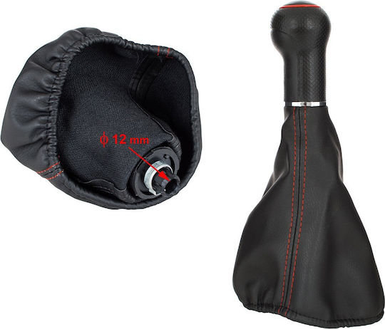 Audi A3 8l 96-03 Black Gear Shift Knob + Black Gaiters Red Thread Red Ring 5 Speed