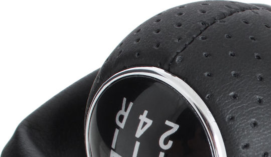 Audi A3 I 8l 96-03 Black Gear Shift Knob + Black Gaiters Red Thread Chrome Ring 5 Speed Reverse At Bottom