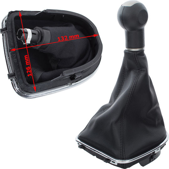 Seat Altea 2004 Schwarzer Beiger Schaltknopf + Schaltmanschette Chromrahmen 5 Gänge