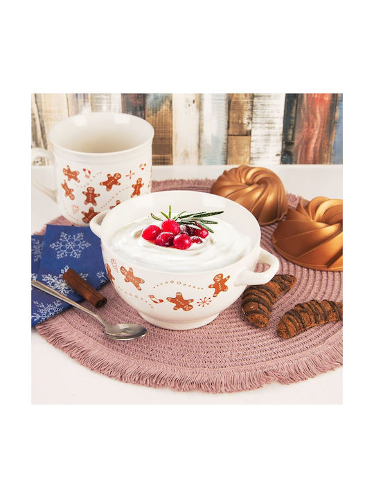 Orion Bol Servire Rotund Ceramic Alb cu Diametru 19 cm