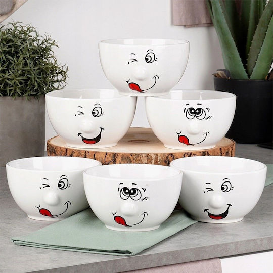 Siaki Collection Μπωλ Σερβιρίσματος Στρογγυλό Κεραμικό Λευκό με Διάμετρο 13.5εκ. 6τμχ
