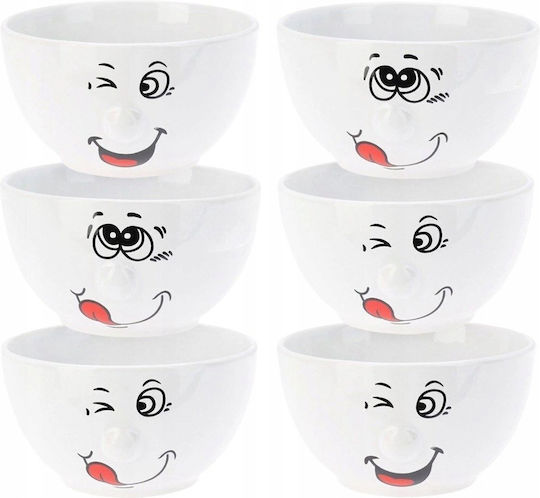 Siaki Collection Round White Ceramic Serving Bowls Diameter 13.5cm 6 Pieces