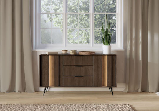 Bufet Amaro Din Lemn Cu Sertare Nuc 153.5x40x82.6cm