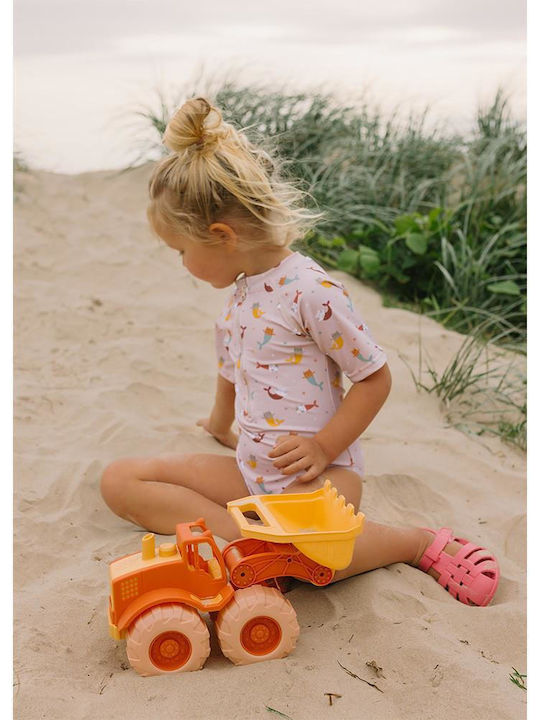 Tutete Sun Protection Kids Swimwear One-Piece With Long Sleeve Pink