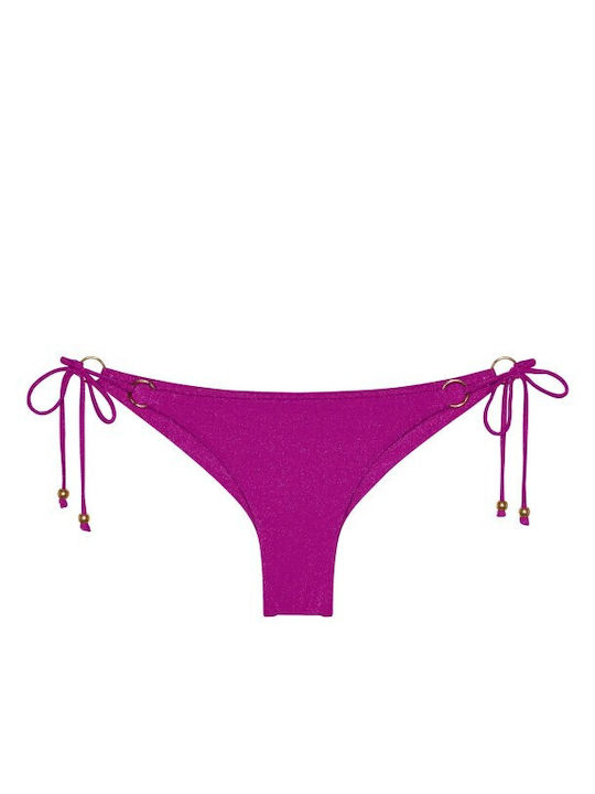 Bikini Slip με Κορδονάκια Fuchsia