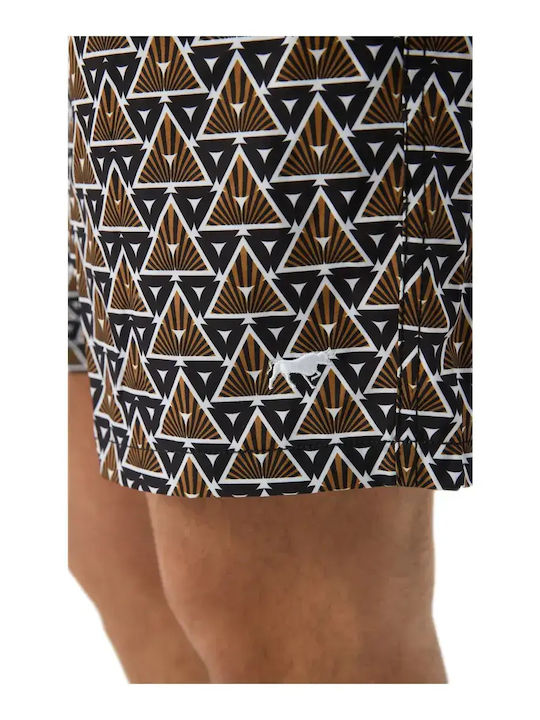 Herren-Bademode Bermuda Schwarz Gold Geo mit Mustern