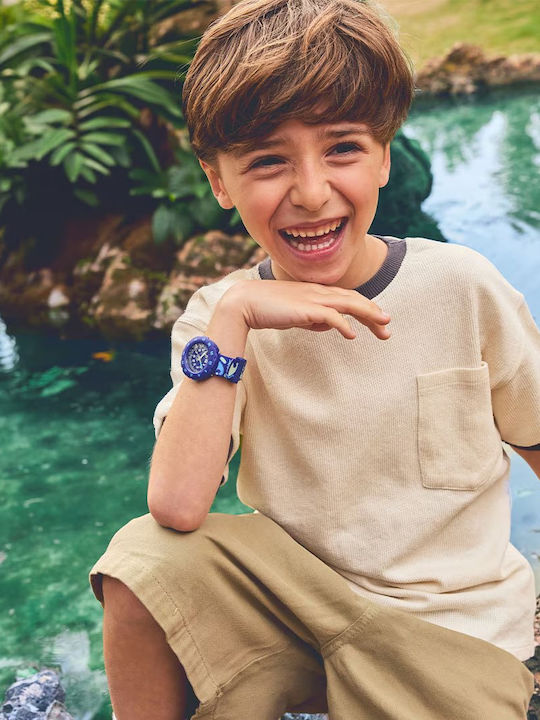 FlikFlak Surfing Essentials Kinderuhr Blau mit Stoffarmband