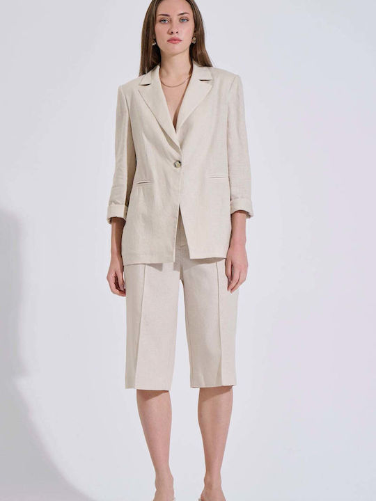 Women's Linen Bermudas Beige