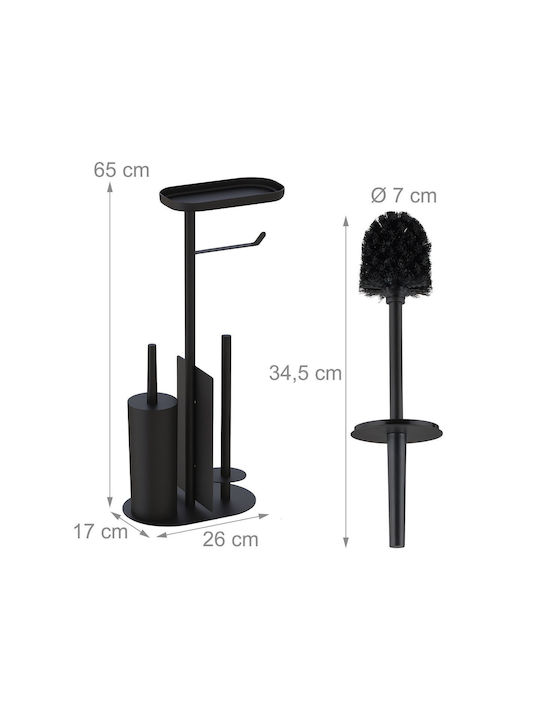 Relaxdays Set Accesorii Baie Metalic Negru