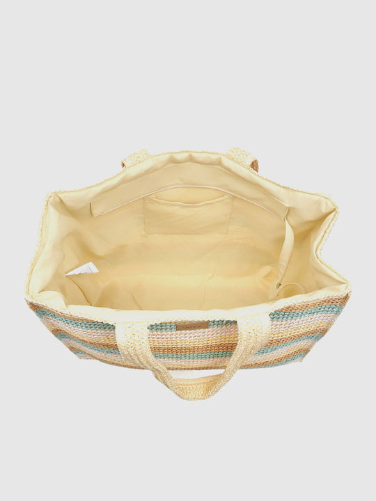 Verde Wicker Beach Bag with Wallet Multicolour