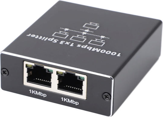 Splitter Rețea Ethernet Zola 3 Porturi Rj45 1 Gb S Ftp Compatibil Cat5e Cat6 Cat7 Cat8 Alimentat Usb Negru