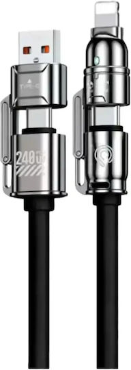 Hyperloq USB към Type-C / Lightning Кабел Черен HP.24-M