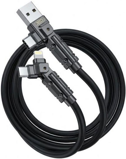 XO USB to Type-C / Lightning Cable Μαύρο 1m 113405