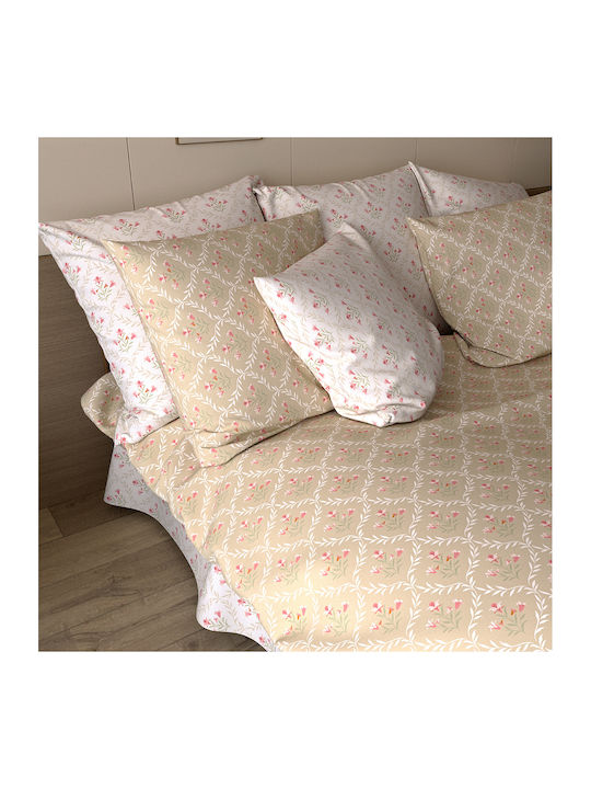 Charalambidis Textiles Single Bed Sheet with Rubber Hugger 100x200+30cm Beige