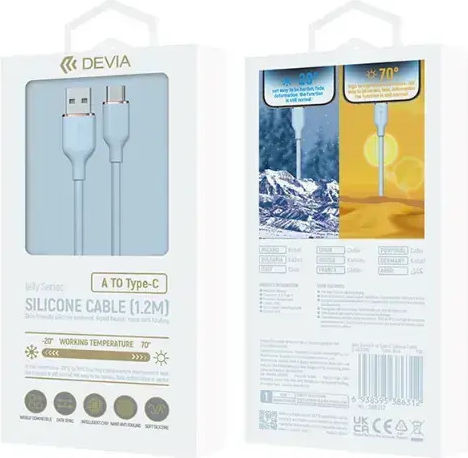 Devia Jelly Series USB 2.0 Cable USB-C male - USB-A Μπλε 1.2m 120EC6290003