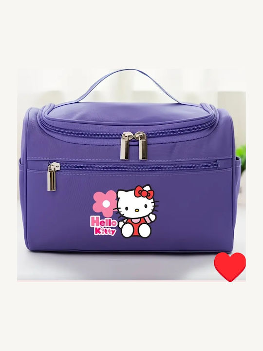 Μωβ Τσάντα Καλλυντικών Hello Kitty Φερμουάρ & Λαβή Μεταφοράς