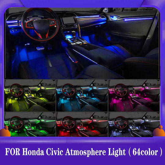 Diq Ambient Honda Civic X Cf Ambient Light Honda Civic Mod 2016-2021 21 Lights Carbon Fiber