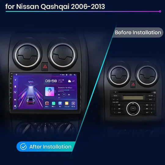 Auto-Audiosystem für Nissan Qashqai 2011 Bluetooth USB Eingebautes Wi-Fi GPS Apple CarPlay Android Auto mit 9" Touchscreen