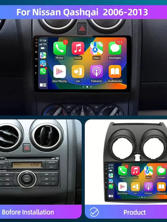 Car Audio System for Nissan Qashqai 2010 Bluetooth USB WiFi GPS Apple CarPlay Android Auto with 9" Touch Screen