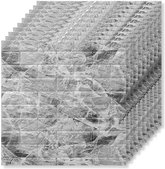 Panouri Decorative 3D Din Spumă Autoadezive Gri 70x77cm 10 Bucăți