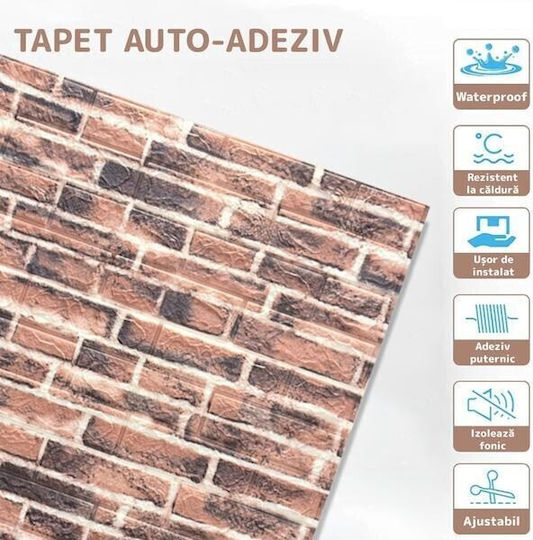 Panouri Decorative 3D Spumă Autoadeziv Roșu 70x77cm 10 Bucăți