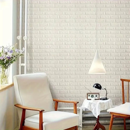 Panouri Decorative 3D Spumă Autoadeziv Alb 35x38 cm 10 Bucăți