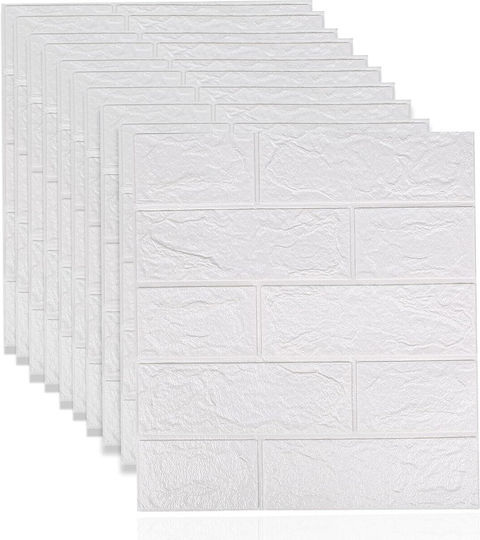 Panouri Decorative 3D Spumă Autoadeziv Alb 35x38 cm 10 Bucăți