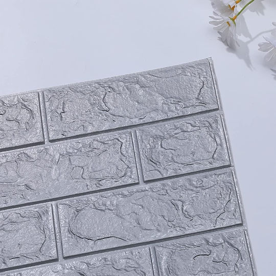Panouri Decorative 3D Din Spumă Autoadezive Gri 70x77cm 10 Bucăți