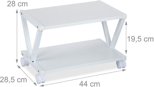Relaxdays Druckerzubehör Tisch Weiß 28x45x28,5cm 2 Regale Möbel