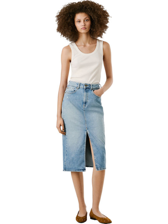 Denim Hoch tailliert Midi Rock Denim
