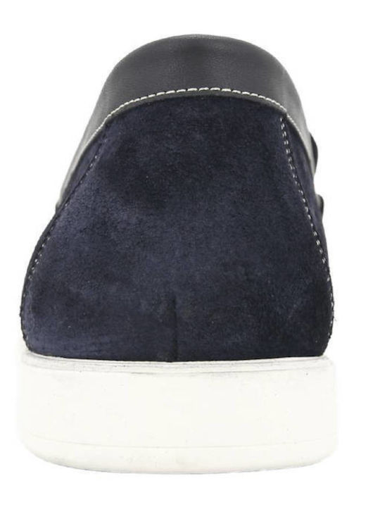 Suede Men's Loafers In Blue Color