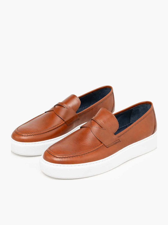Leather Men's Loafers in Tabac Brown Colour
