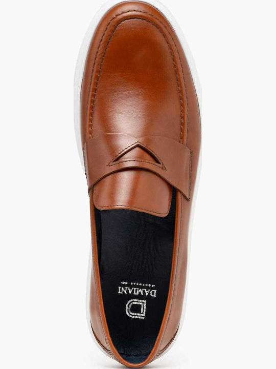 Leather Men's Loafers in Tabac Brown Colour