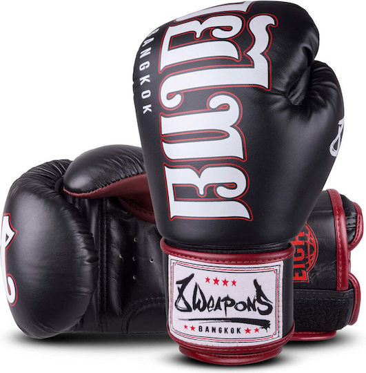 8 Weapons Leather Boxing Gloves for Competition Black