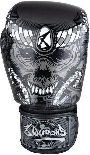 8 Weapons Boxhandschuhe Leder für Wettkampfhandschuhe Schwarz