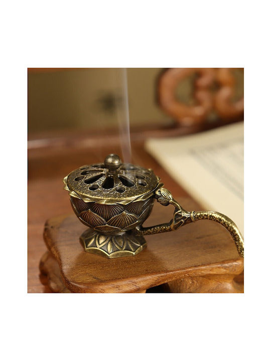 Suport Pentru Bețe De Tămâie Flippy Aliaj De Zinc Model Lotus Ignifug 9.7 X 4.8 X 4.7 Cm Bronz