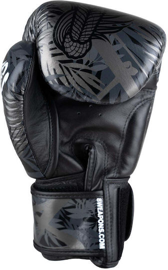 8 Weapons Boxhandschuhe Leder für Wettkampfhandschuhe Schwarz
