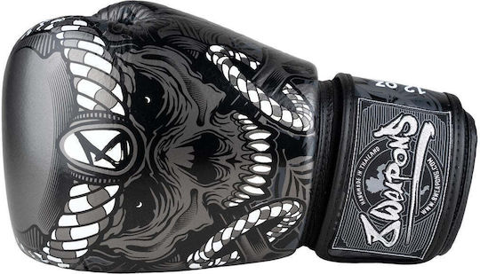8 Weapons Boxhandschuhe Leder für Wettkampfhandschuhe Schwarz