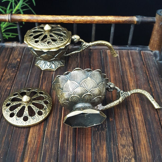 Suport Pentru Bețe De Tămâie Flippy Aliaj De Zinc Model Lotus Ignifug 9.7 X 4.8 X 4.7 Cm Bronz