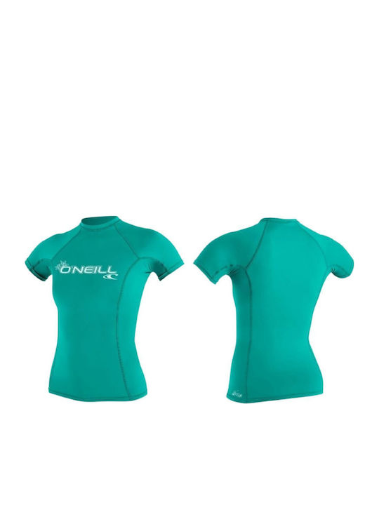 O'Neill Skins UPF 50+ Women's Short Sleeve Sun Protection Shirt Turquoise