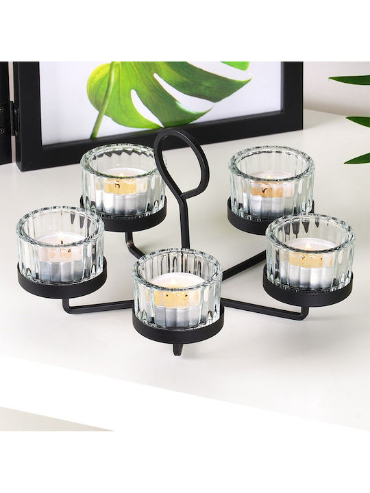 Home&Styling Collection Кандилник за Ресо Металик в Черен Цвят 21x12x21см