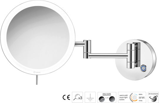 Sanco Vergrößerung Rund Badezimmerspiegel LED aus Metall 104x104cm Grau